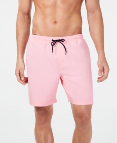 Shop Club Room Men's Quick-dry Performance Solid 7" Swim Trunks, Created For Macy's In Pink Sky