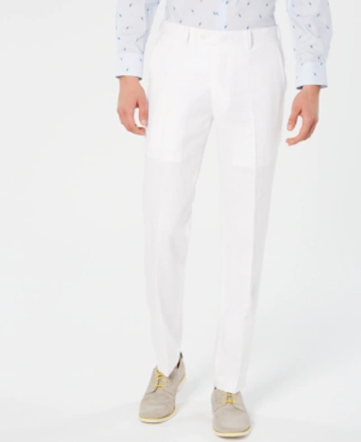 Shop Bar Iii Men's Slim-fit Linen Suit Pants, Created For Macy's In White