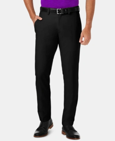 Haggar Men's Premium Comfort Khaki Slim-fit 2-way Stretch Wrinkle-resistant  Flat-front Casual Pants In Black