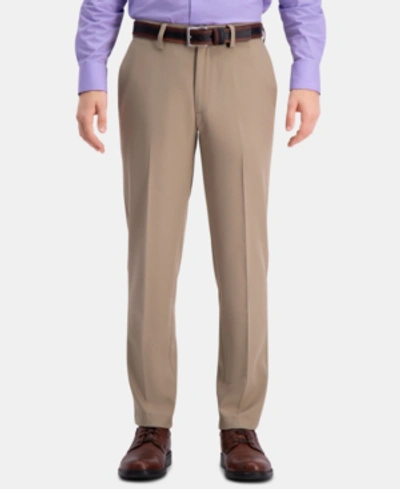 Haggar Men's Cool 18 Pro Slim-fit 4-way Stretch Moisture-wicking Non-iron Dress Pants In Tan
