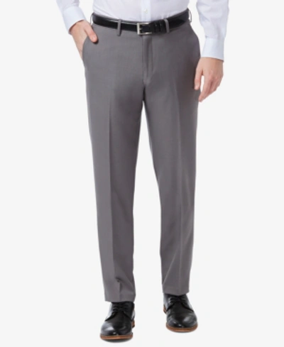 Shop Haggar Men's Premium Comfort Slim-fit Performance Stretch Flat-front Dress Pants In Silver