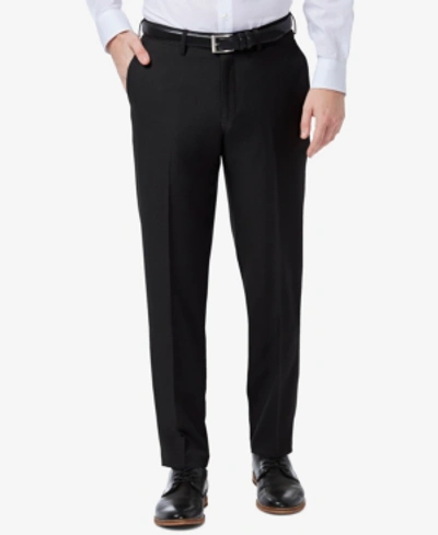 Shop Haggar Men's Premium Comfort Slim-fit Performance Stretch Flat-front Dress Pants In Black