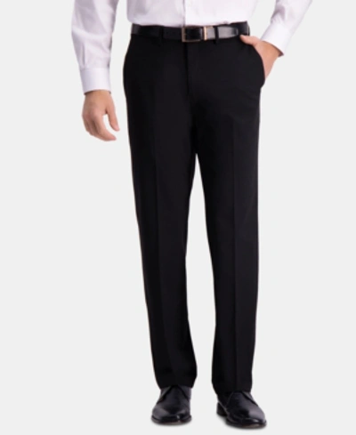 Shop Haggar J.m.  Men's Straight-fit 4-way Stretch Flat-front Dress Pants In Black