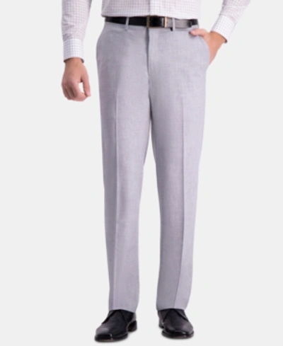 Shop Haggar J.m.  Men's Straight-fit 4-way Stretch Flat-front Dress Pants In Light Grey