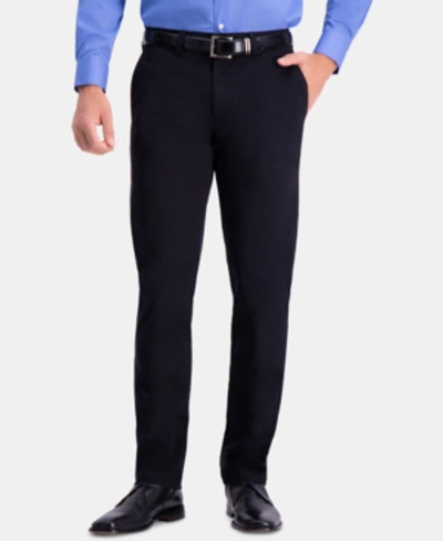 Shop Haggar Men's Premium Comfort Khaki Slim-fit 2-way Stretch Wrinkle-resistant Flat-front Casual Pants In Black