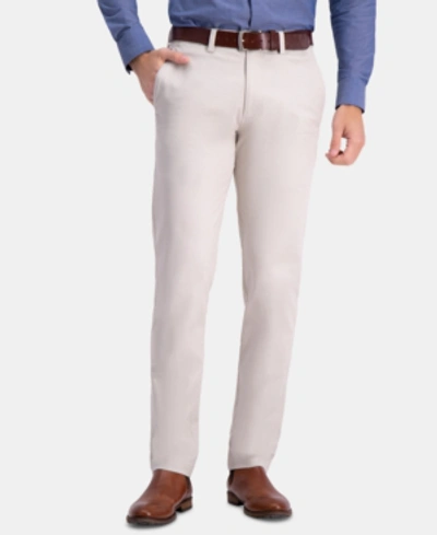 Shop Haggar Men's Premium Comfort Khaki Slim-fit 2-way Stretch Wrinkle-resistant Flat-front Casual Pants In String