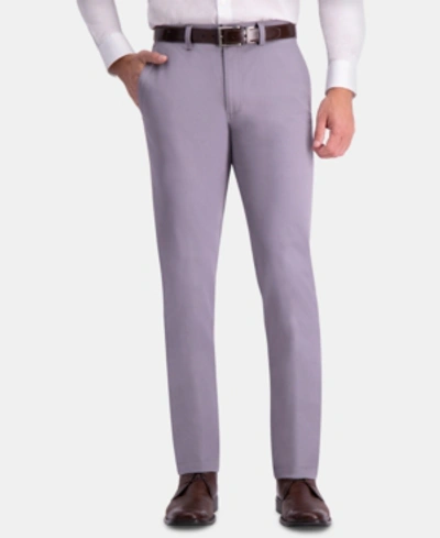 Shop Haggar Men's Premium Comfort Khaki Slim-fit 2-way Stretch Wrinkle-resistant Flat-front Casual Pants In Grey