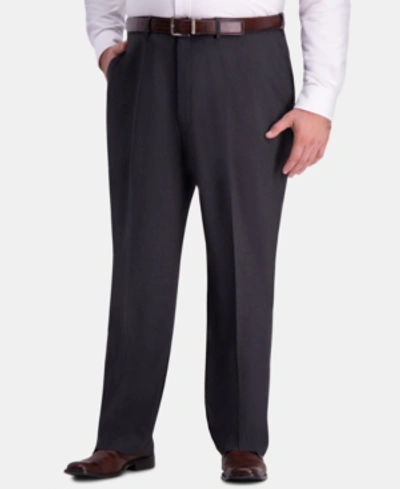 Shop Haggar J.m.  Big & Tall Classic-fit Stretch Flat-front Dress Pants In Charcoal Heather