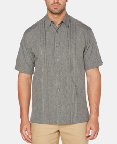 Shop Cubavera Men's Geo Embroidered Panel Chambray Shirt In Steeple Grey