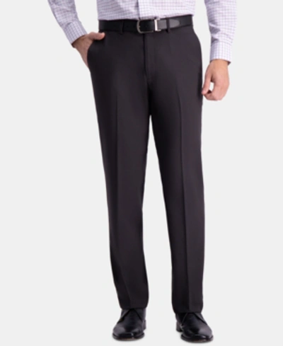 Shop Haggar Men's Premium Comfort Straight-fit 4-way Stretch Wrinkle-free Flat-front Dress Pants In Charcoal
