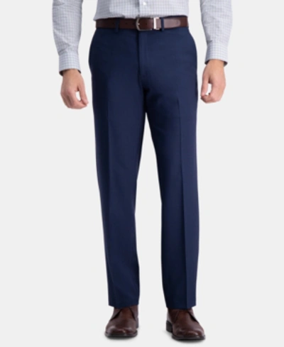 Haggar Cool Right Performance Flex Classic Fit Flat Front Pant In Blue