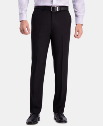 Shop Haggar Men's Premium Comfort Straight-fit 4-way Stretch Wrinkle-free Flat-front Dress Pants In Black