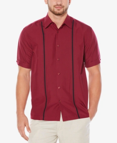 Shop Cubavera Men's Pick Stitch Panel Short Sleeve Button-down Shirt In Biking Red