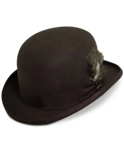 Shop Scala Men's Wool Derby Hat In Chocolate