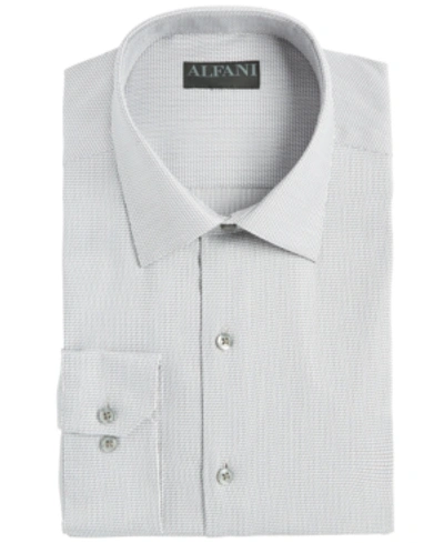 Shop Alfani Men's Athletic Fit Twill Stretch Dress Shirt, Created For Macy's In Silver