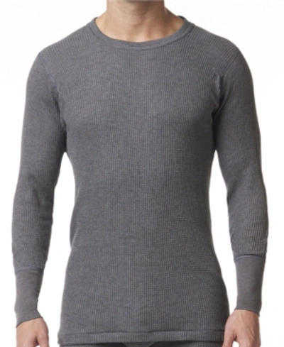 Shop Stanfield's Men's Waffle Knit Thermal Long Sleeve Shirt In Charcoal