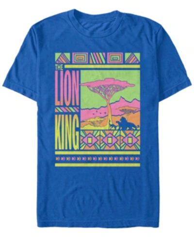 Shop Lion King Disney Men's The  Pastel Geometric Logo Short Sleeve T-shirt In Royal