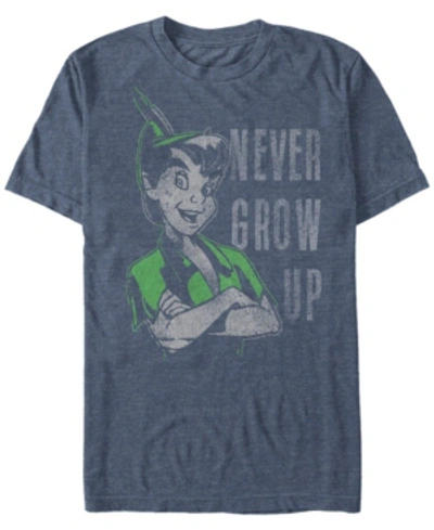 Shop Tinkerbell Disney Men's Peter Pan Never Grow Up Vintage Portrait Short Sleeve T-shirt In Navy Heath