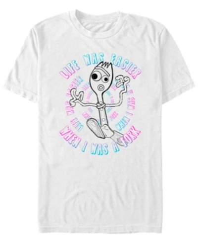 Shop Toy Story Disney Pixar Men's  4 Forky Life Was Easier When I Was A Fork Short Sleeve T-shirt In White