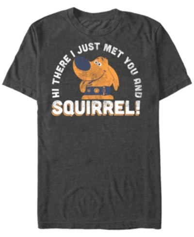 Shop Up Disney Pixar Men's  Dug Just Met And Squirrel Short Sleeve T-shirt In Charcoal H