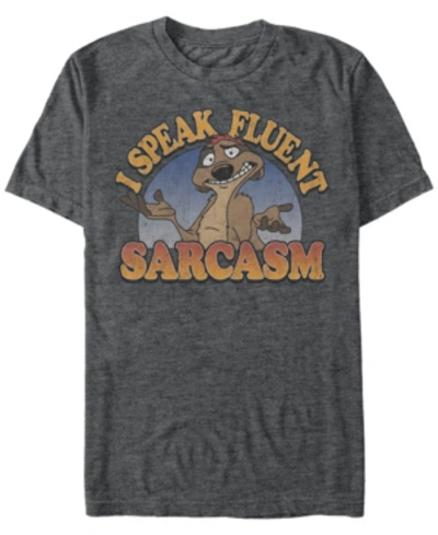 Shop Lion King Disney Men's  Timon Speaks Sarcasm Short Sleeve T-shirt In Charcoal H