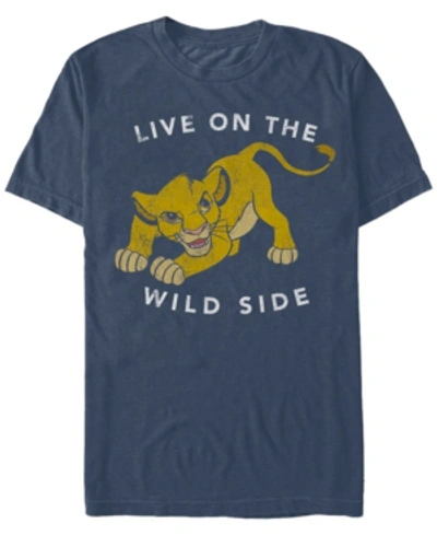 Shop Lion King Disney Men's  Simba Wild Side Short Sleeve T-shirt In Navy
