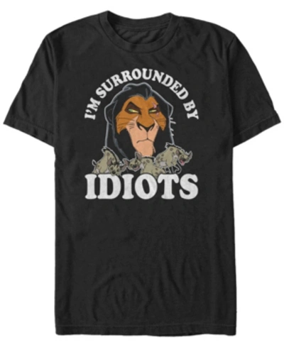 Shop Lion King Disney Men's  Scar Hyenas Surrounded By Idiots Short Sleeve T-shirt In Black