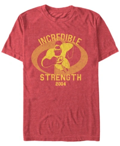 Shop The Incredibles Disney Pixar Men's Incredibles Strength Mr. Incredible Short Sleeve T-shirt In Red Heathe