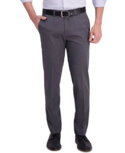 Shop Haggar Men's Iron Free Premium Khaki Straight-fit Flat-front Pant In Dark Grey
