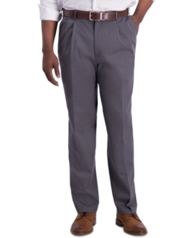 Shop Haggar Men's Iron Free Premium Khaki Classic-fit Pleated Pant In Dark Grey