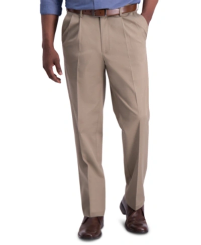 Shop Haggar Men's Iron Free Premium Khaki Classic-fit Pleated Pant In Med Khaki