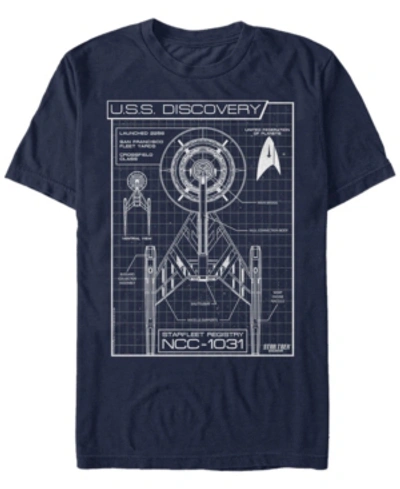 Shop Star Trek Men's Discovery Ncc-1031 Schematic Short Sleeve T-shirt In Navy