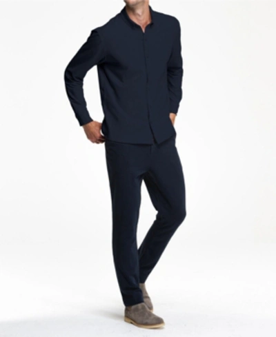 Shop Swet Tailor Long Sleeve Button Front Mindful Shirt In Navy