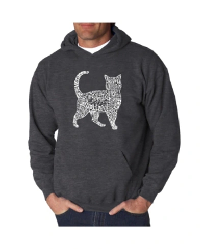 La Pop Art Men's Word Art Hooded Sweatshirt - Cat In Dark Gray