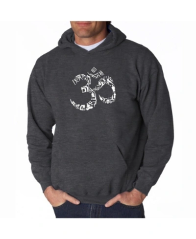 La Pop Art Men's Word Art Hooded Sweatshirt - Om Symbol In Dark Gray