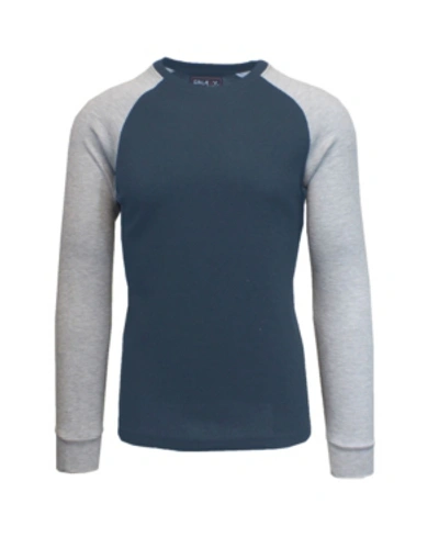 Shop Galaxy By Harvic Men's Long Sleeve Thermal Shirt With Contrast Raglan Trim On Sleeves In Navy-heath
