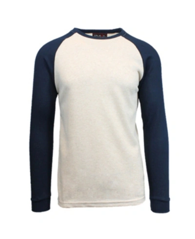 Shop Galaxy By Harvic Men's Long Sleeve Thermal Shirt With Contrast Raglan Trim On Sleeves In Oatmeal-na