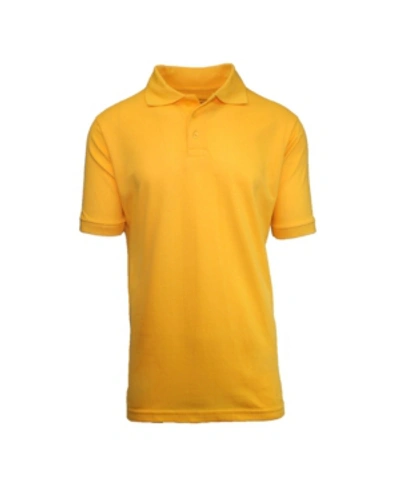 Shop Galaxy By Harvic Men's Short Sleeve Pique Polo Shirts In Gold