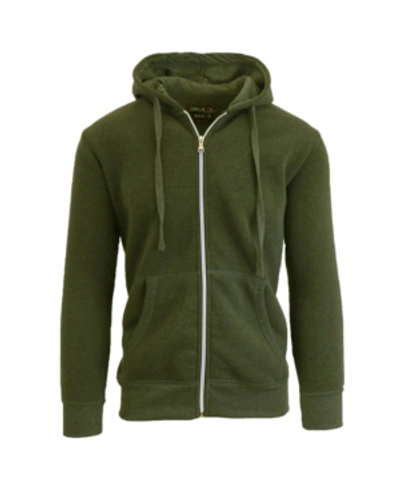 Shop Galaxy By Harvic Men's Full Zip Fleece Hooded Sweatshirt In Olive