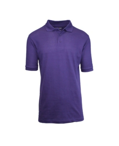Shop Galaxy By Harvic Men's Short Sleeve Pique Polo Shirts In Purple