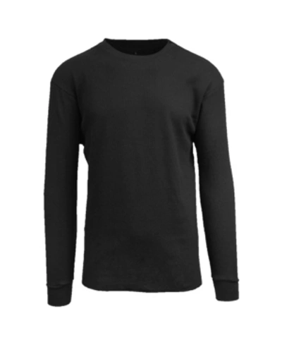 Shop Galaxy By Harvic Men's Waffle Knit Thermal Shirt In Black