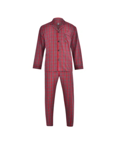 Shop Hanes Platinum Hanes Men's Big And Tall Cvc Broadcloth Pajama Set In Red Plaid