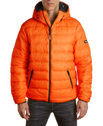 Members Only Men's Light Weight Puffer Jacket In Orange | ModeSens