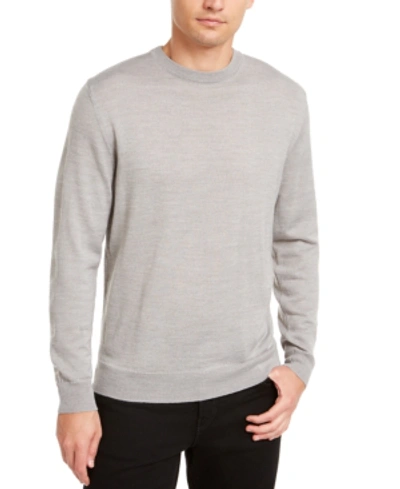 Shop Club Room Men's Solid Crew Neck Merino Wool Blend Sweater, Created For Macy's In Smoke Heather