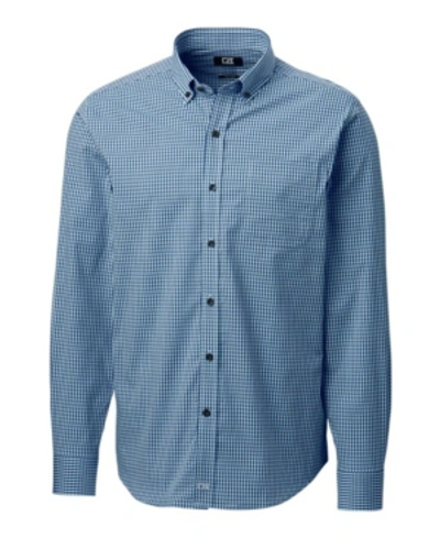 Shop Cutter & Buck Men's Anchor Gingham Shirt In Zen Blue