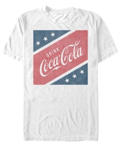 Shop Coca-cola Men's Stars And Stripes Square Short Sleeve T-shirt In White