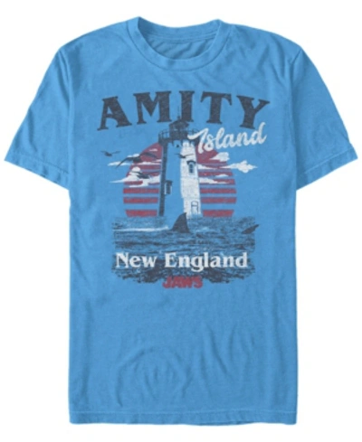 Shop Jaws Men's Amity Island Destination Short Sleeve T-shirt In Light Blue