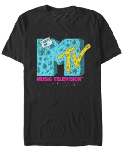 Shop Mtv Men's Galaxy Moon Logo Short Sleeve T-shirt In Black