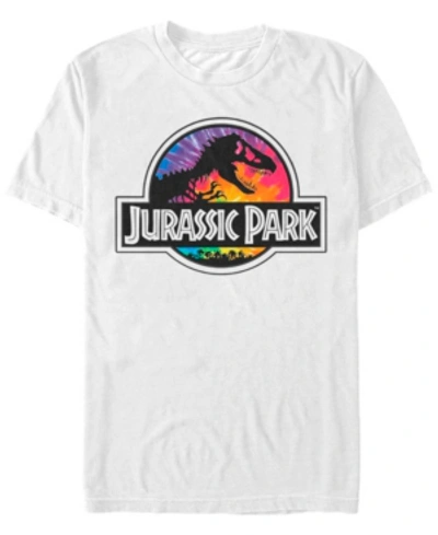 Shop Jurassic Park Men's Tie-dye Logo Short Sleeve T-shirt In White