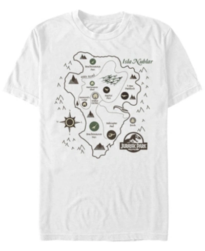 Shop Jurassic Park Men's Isla Nublar Park Map Short Sleeve T-shirt In White